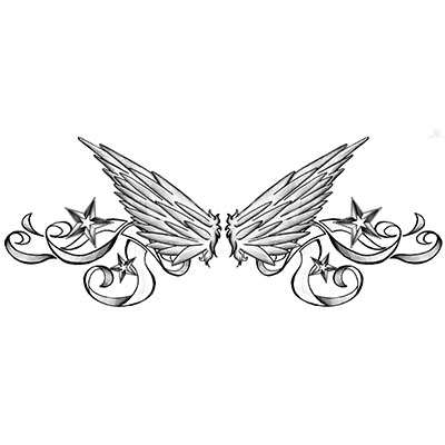 Nautical stars and wings lowerback design Water Transfer Temporary Tattoo(fake Tattoo) Stickers NO.10805
